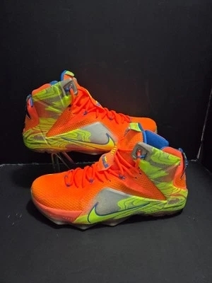 Nike Orange High-Top Sneakers With Neon Green Accents